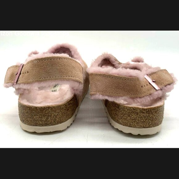Birkenstock Milano Shearling Light Rose Pink Suede Slingback Sandal 41 L10 Reg - Picture 12 of 15
